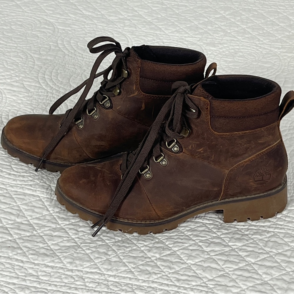 Timberland W 9 Leather Waffle Sole Lace Up Ellendale Hiking Boot